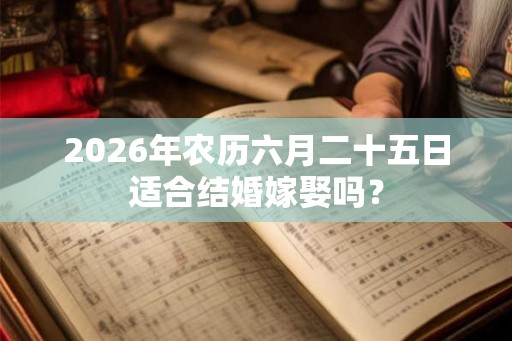 2026年农历六月二十五日适合结婚嫁娶吗？