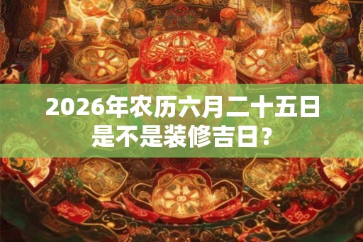 2026年农历六月二十五日是不是装修吉日？