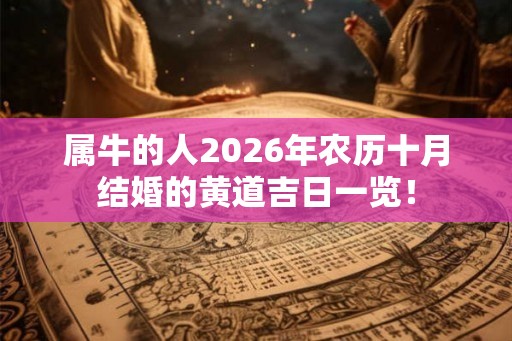 属牛的人2026年农历十月结婚的黄道吉日一览！