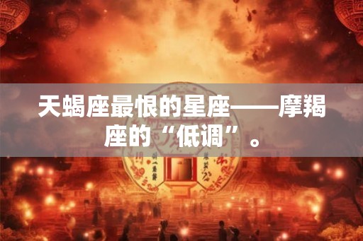 天蝎座最恨的星座——摩羯座的“低调”。
