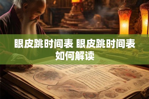 眼皮跳时间表 眼皮跳时间表如何解读 眼皮跳时间表 眼皮跳时间表如何解读