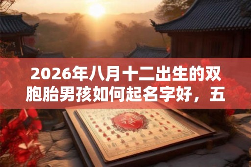 2026年八月十二出生的双胞胎男孩如何起名字好，五行属什么？