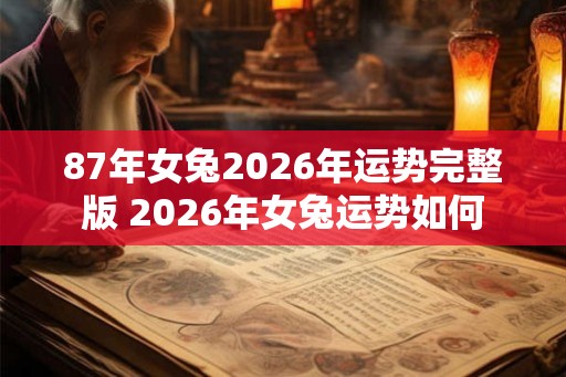 87年女兔2026年运势完整版 2026年女兔运势如何