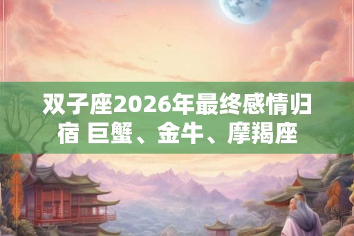 双子座2026年最终感情归宿 巨蟹、金牛、摩羯座