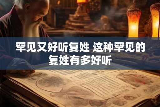 罕见又好听复姓 这种罕见的复姓有多好听