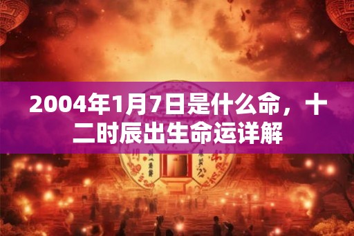 2004年1月7日是什么命，十二时辰出生命运详解