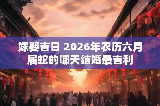嫁娶吉日 2026年农历六月属蛇的哪天结婚最吉利 嫁娶吉日 2026年农历六月属蛇的哪天结婚最吉利