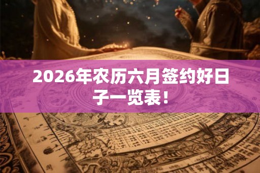 2026年农历六月签约好日子一览表！