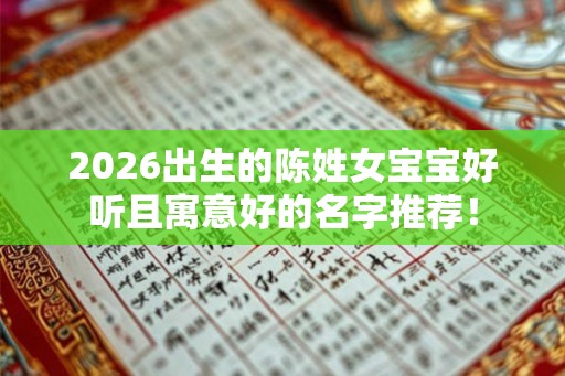 2026出生的陈姓女宝宝好听且寓意好的名字推荐！