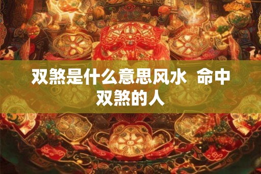 双煞是什么意思风水  命中双煞的人