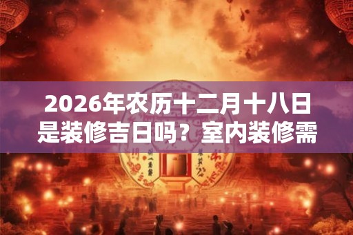 2026年农历十二月十八日是装修吉日吗？室内装修需要注意什么？