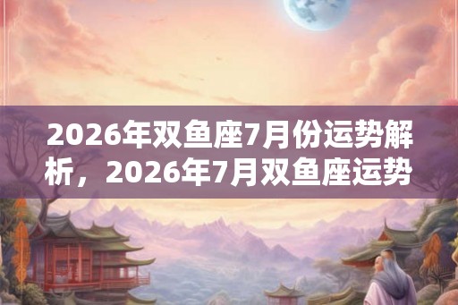 2026年双鱼座7月份运势解析，2026年7月双鱼座运势好不好？