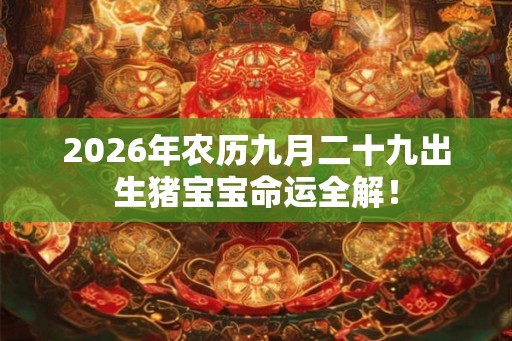 2026年农历九月二十九出生猪宝宝命运全解！
