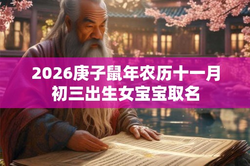 2026庚子鼠年农历十一月初三出生女宝宝取名