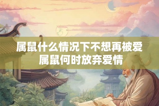 属鼠什么情况下不想再被爱 属鼠何时放弃爱情