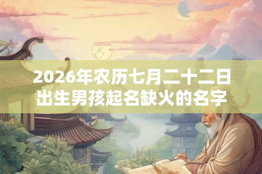 2026年农历七月二十二日出生男孩起名缺火的名字