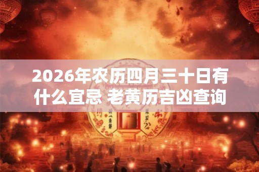 2026年农历四月三十日有什么宜忌 老黄历吉凶查询