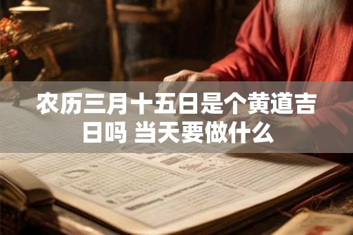 农历三月十五日是个黄道吉日吗 当天要做什么 农历三月十五日是个黄道吉日吗 当天要做什么