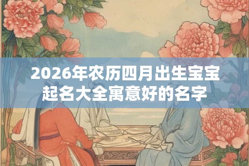 2026年农历四月出生宝宝起名大全寓意好的名字