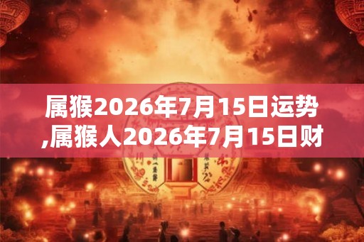 属猴2026年7月15日运势,属猴人2026年7月15日财运,生肖猴2026年7月15日运势