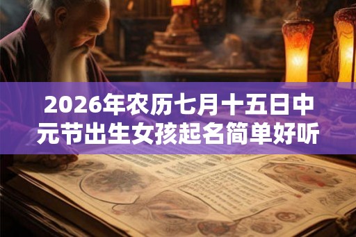 2026年农历七月十五日中元节出生女孩起名简单好听的名字