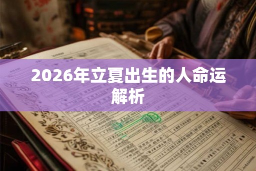 2026年立夏出生的人命运解析