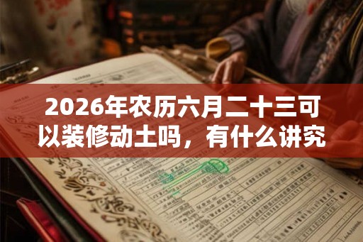 2026年农历六月二十三可以装修动土吗，有什么讲究吗？