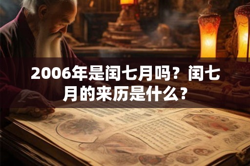 2006年是闰七月吗？闰七月的来历是什么？