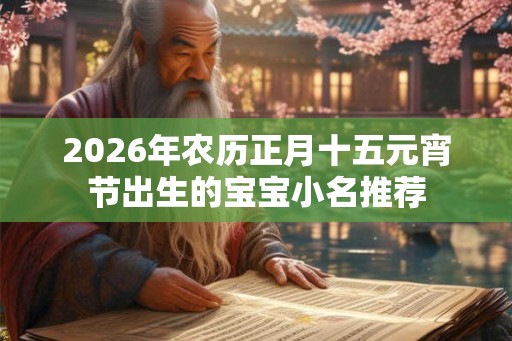 2026年农历正月十五元宵节出生的宝宝小名推荐