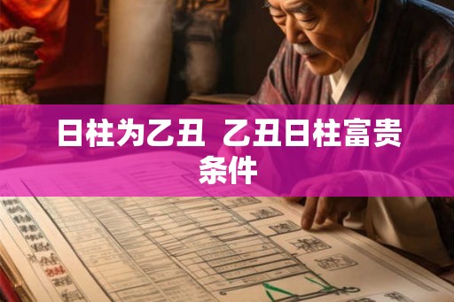 日柱为乙丑  乙丑日柱富贵条件