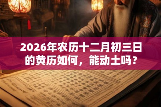 2026年农历十二月初三日的黄历如何，能动土吗？