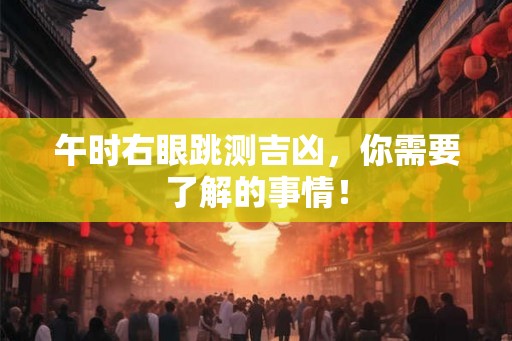 午时右眼跳测吉凶，你需要了解的事情！