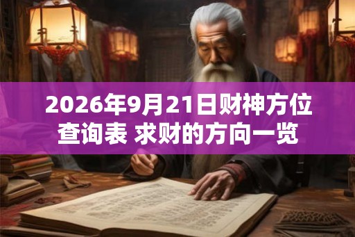 2026年9月21日财神方位查询表 求财的方向一览