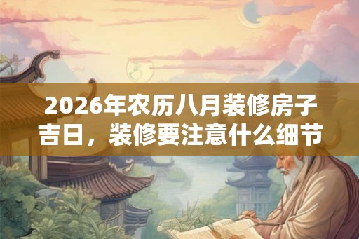 2026年农历八月装修房子吉日，装修要注意什么细节？