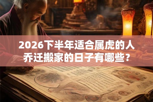 2026下半年适合属虎的人乔迁搬家的日子有哪些？