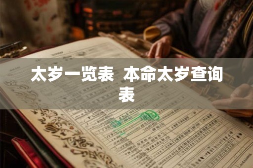 太岁一览表  本命太岁查询表