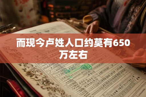 而现今卢姓人口约莫有650万左右