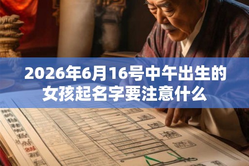 2026年6月16号中午出生的女孩起名字要注意什么