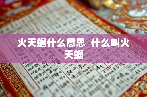 火天蝎什么意思  什么叫火天蝎