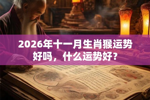 2026年十一月生肖猴运势好吗，什么运势好？