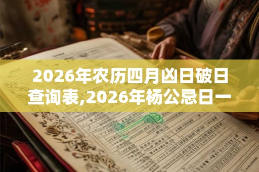2026年农历四月凶日破日查询表,2026年杨公忌日一览表