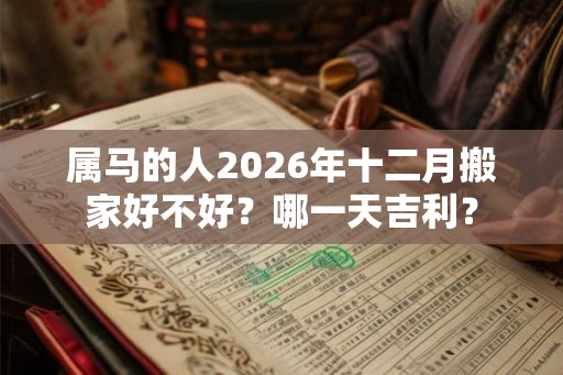 属马的人2026年十二月搬家好不好？哪一天吉利？