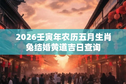 2026壬寅年农历五月生肖兔结婚黄道吉日查询