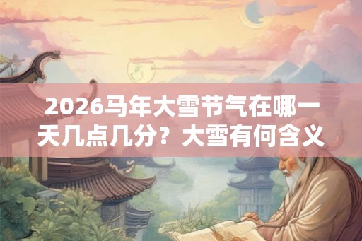 2026马年大雪节气在哪一天几点几分？大雪有何含义？