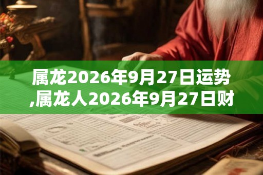 属龙2026年9月27日运势,属龙人2026年9月27日财运,生肖龙2026年9月27日运势
