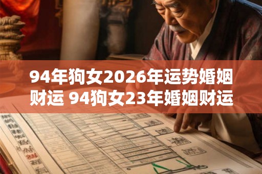 94年狗女2026年运势婚姻财运 94狗女23年婚姻财运如何
