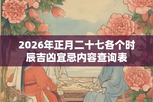 2026年正月二十七各个时辰吉凶宜忌内容查询表 2026年正月二十七各个时辰吉凶宜忌内容查询表