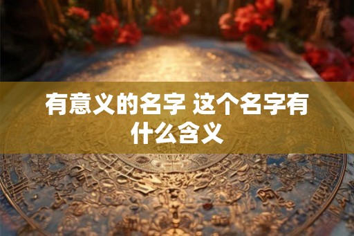 有意义的名字 这个名字有什么含义