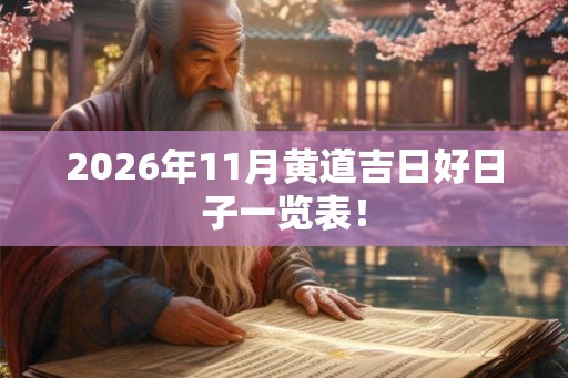 2026年11月黄道吉日好日子一览表！