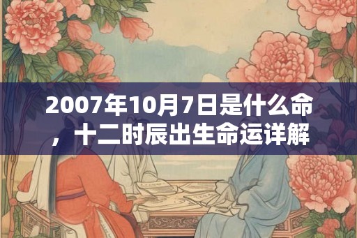 2007年10月7日是什么命，十二时辰出生命运详解